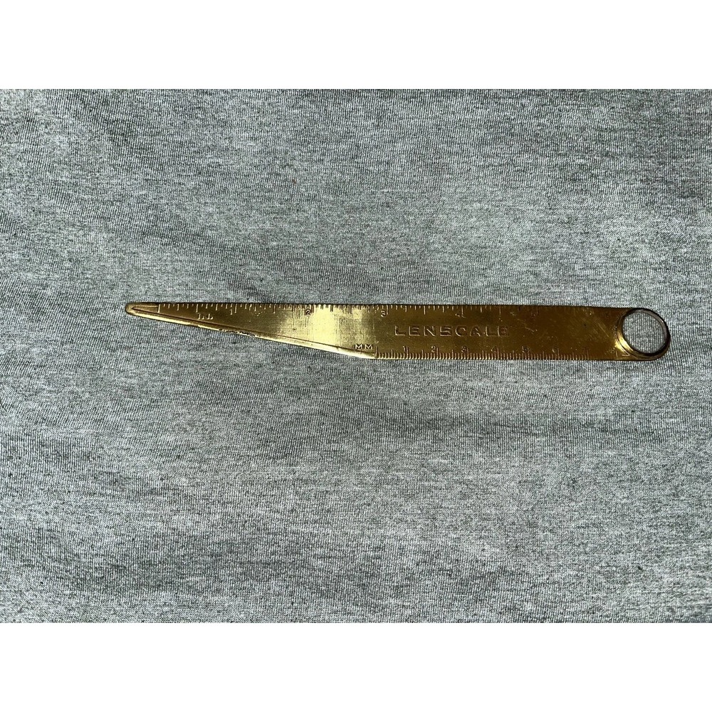 VTG Rare Gold Tint Lens Scale Ruler With Inches And MM Mail Letter Opener Steel